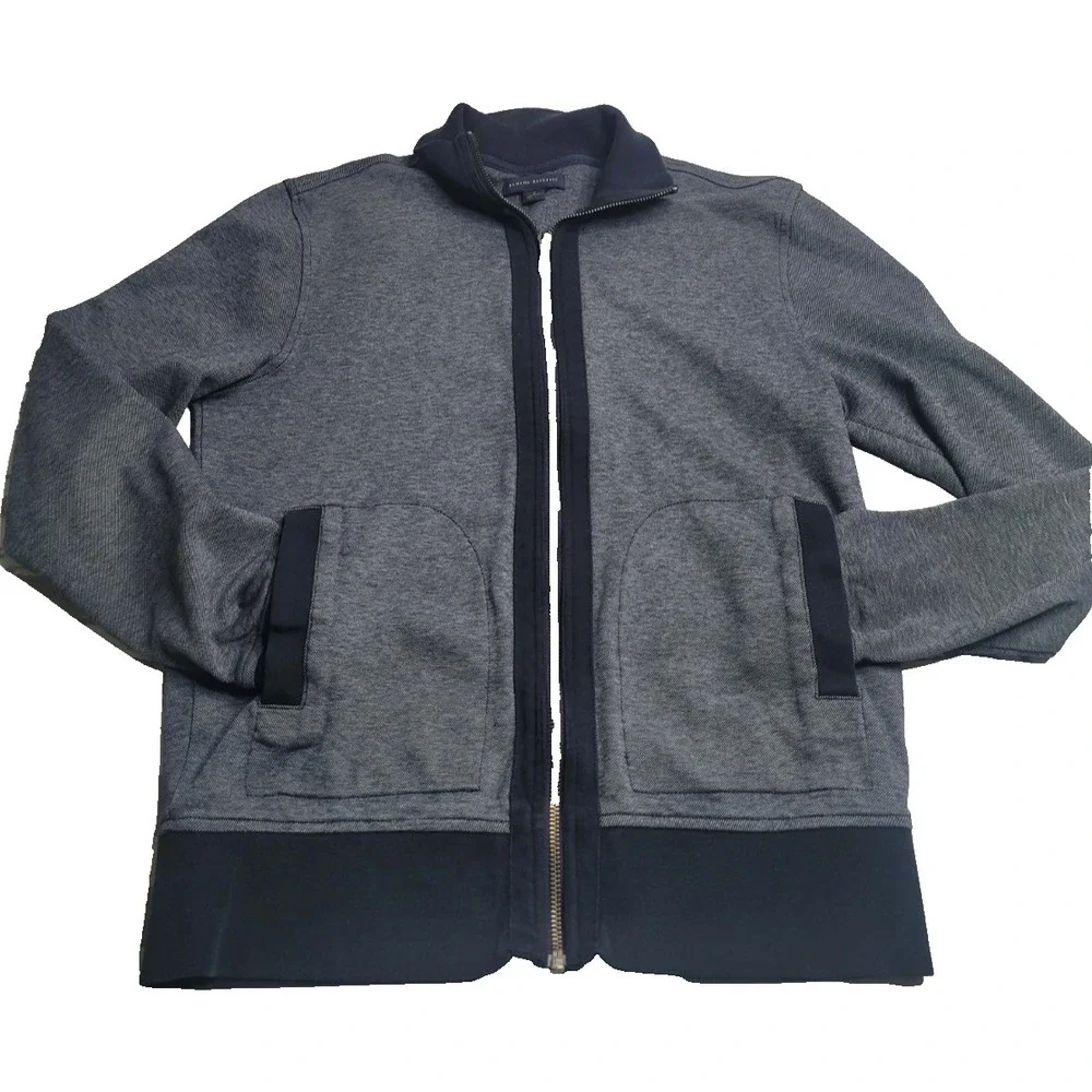 Banana Republic Full Zip Men's Sweater Small 100% Cotton Black/Gray